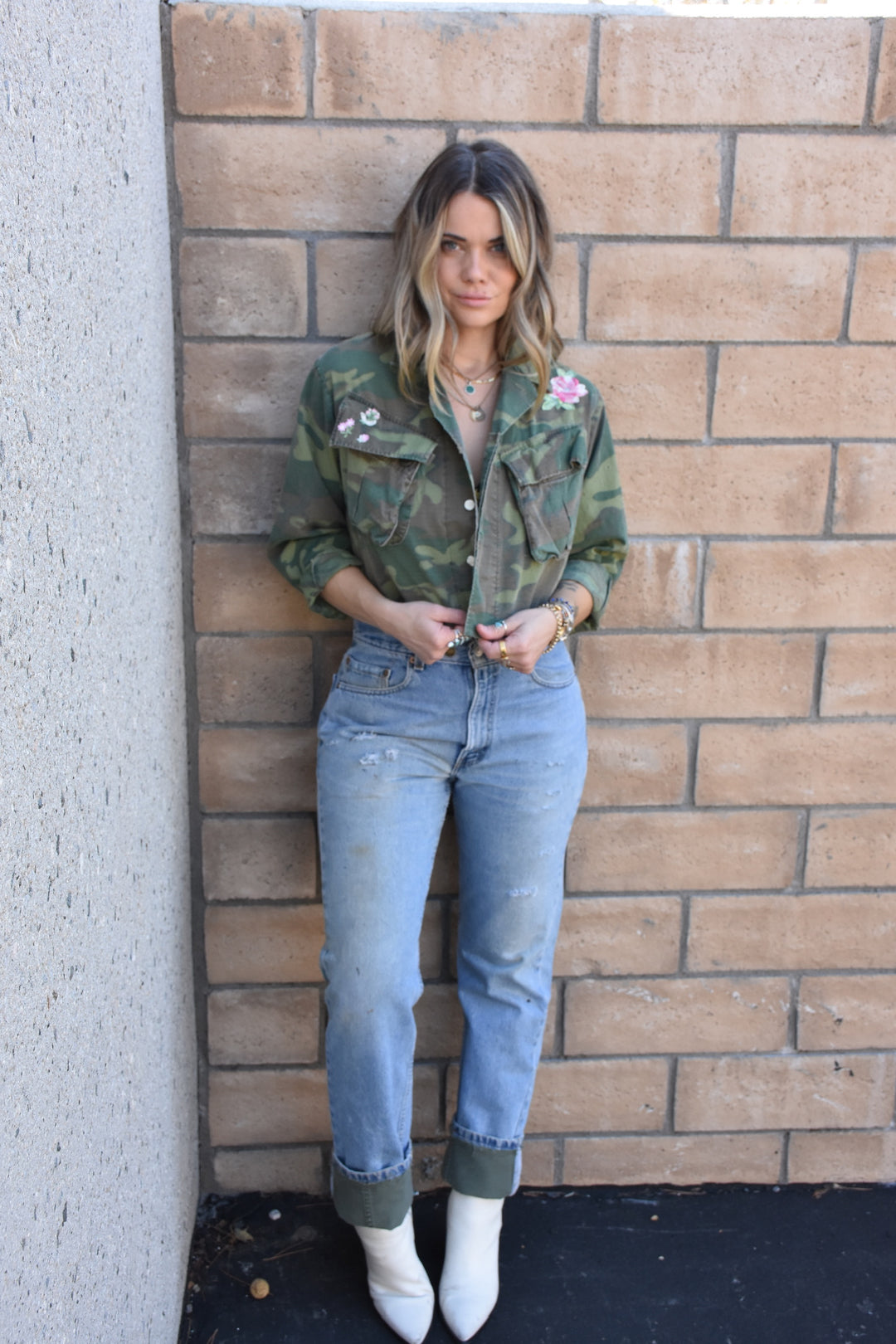FOUR ROSES CROPPED MILITARY JACKET