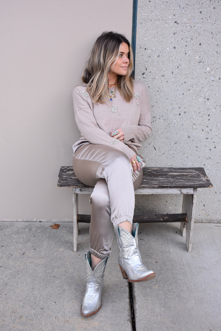 SATIN JOGGER-CAPPUCCINO