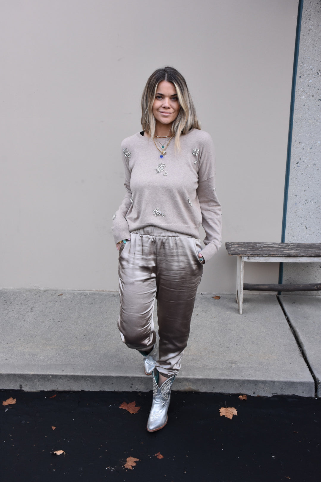 SATIN JOGGER-CAPPUCCINO