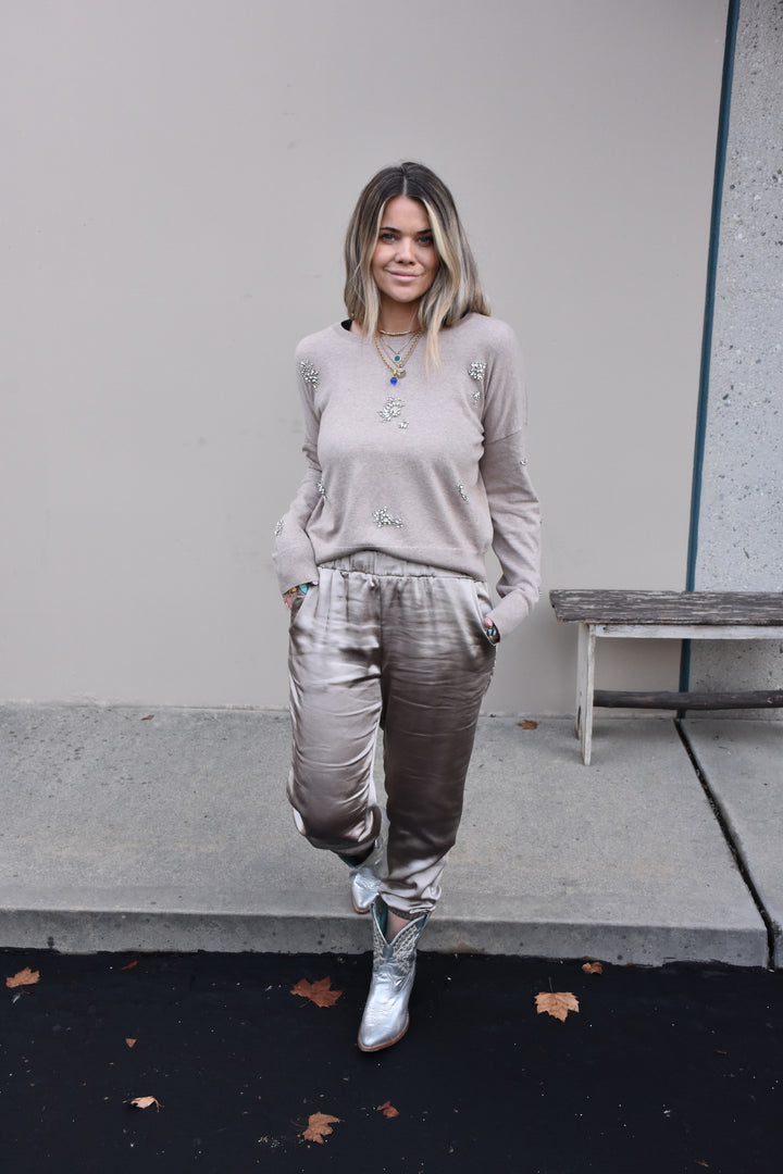 SATIN JOGGER-CAPPUCCINO