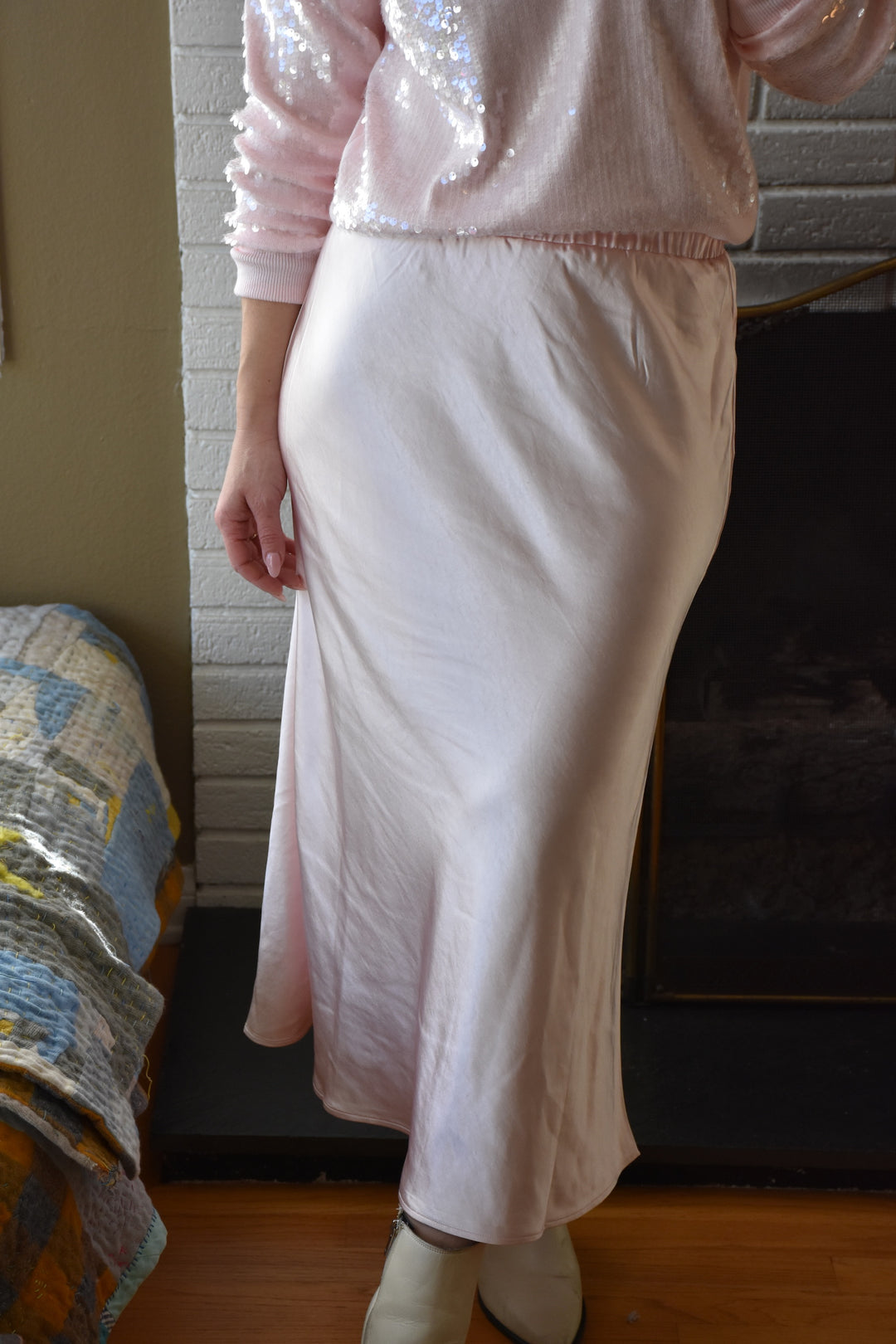 SATIN MAXI SKIRT-BLUSH