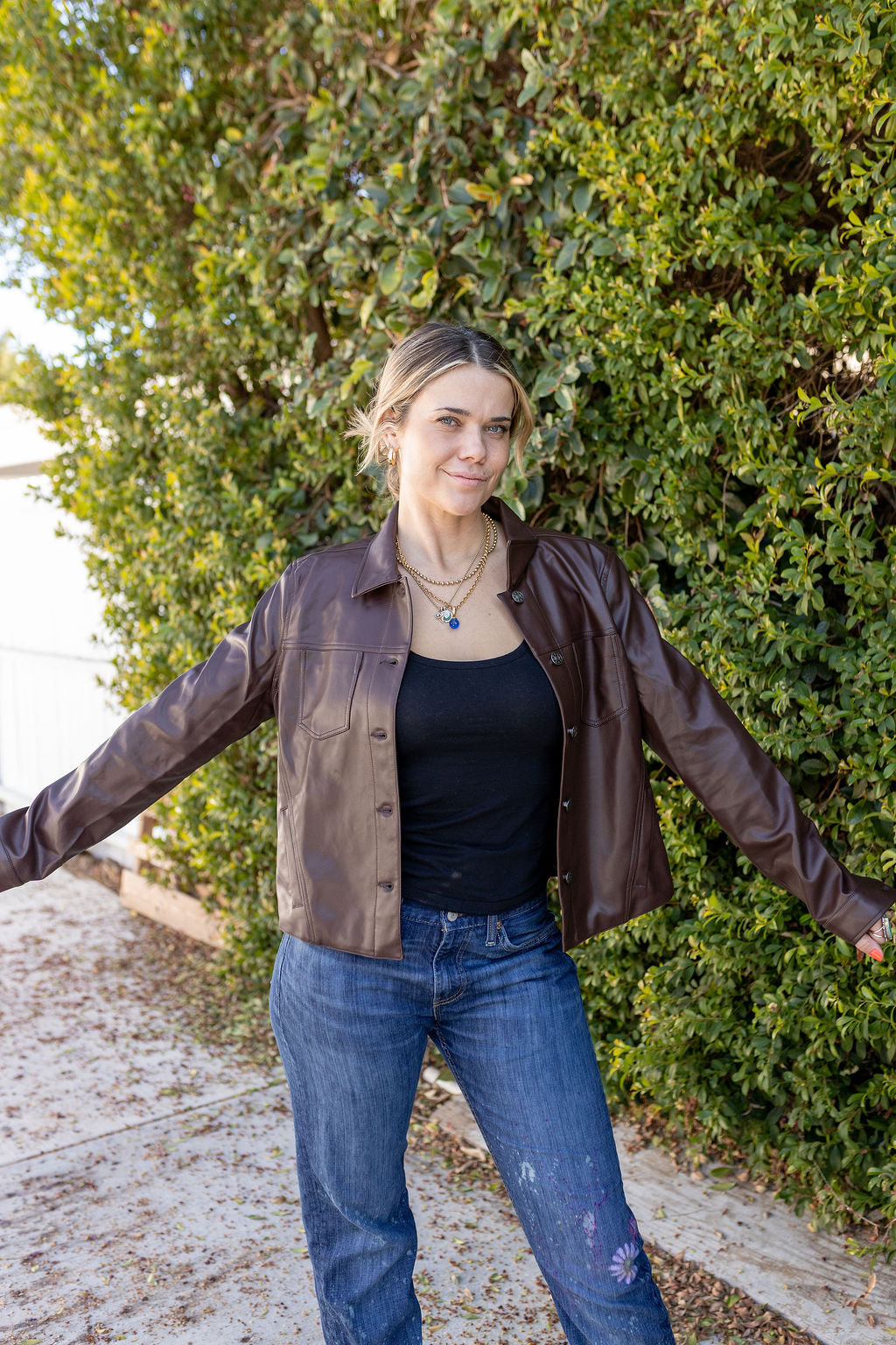 FAUX MOD JACKET W/ DICKEY-CHOCOLATE - Kingfisher Road - Online Boutique