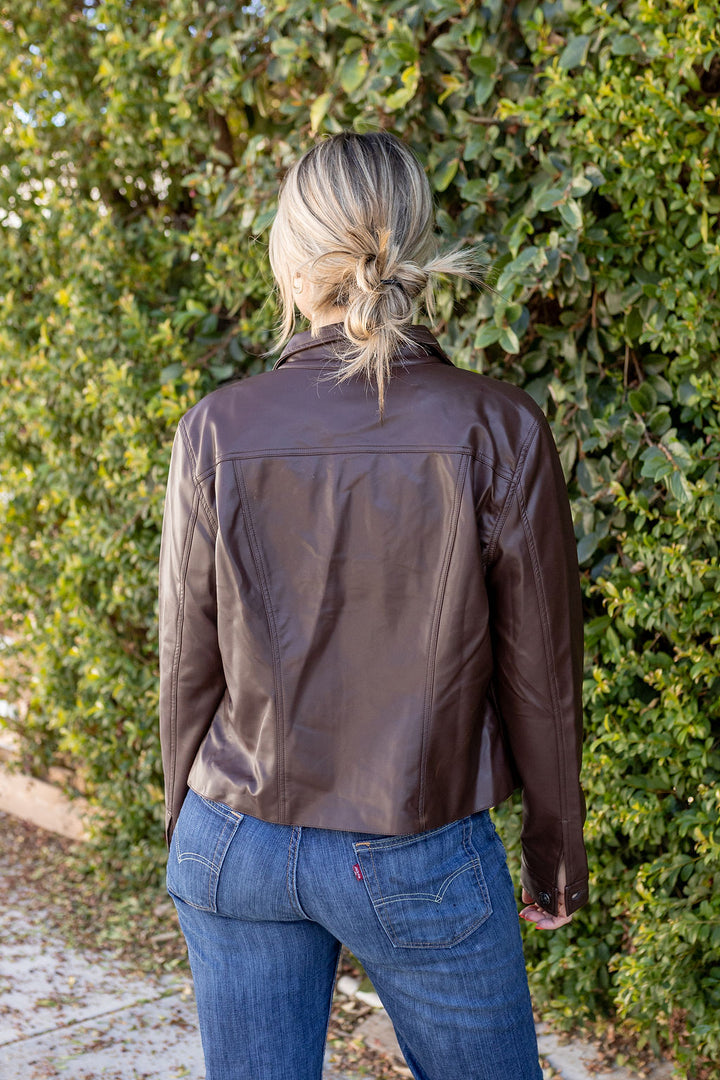 FAUX MOD JACKET W/ DICKEY-CHOCOLATE - Kingfisher Road - Online Boutique