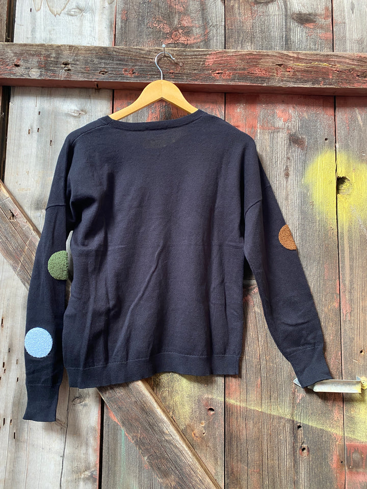 DOTS CREW NECK SWEATER-BLACK
