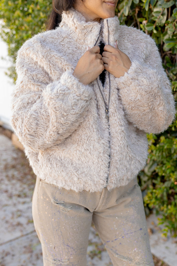 FAUX FUR JACKET-LATTE - Kingfisher Road - Online Boutique