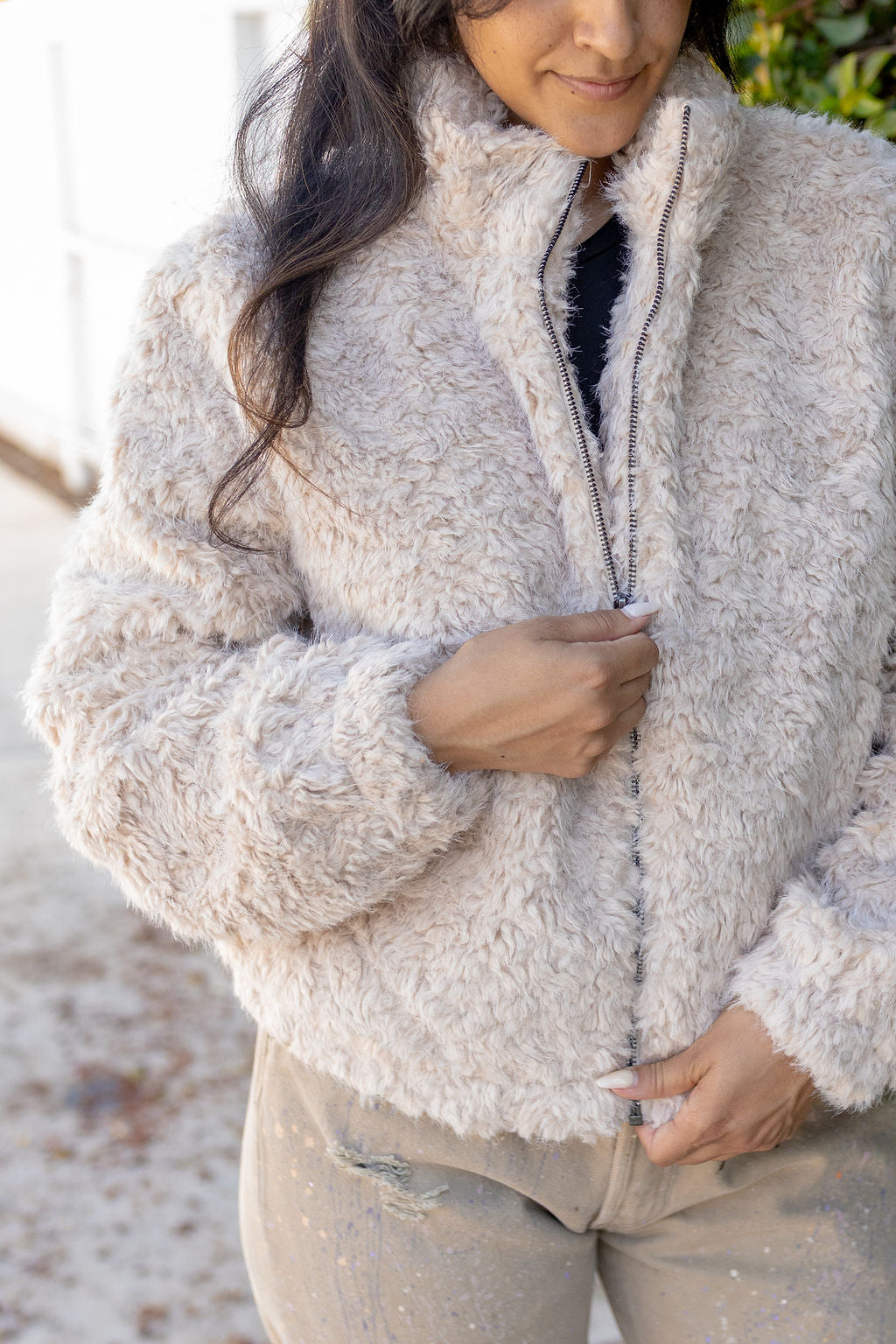 FAUX FUR JACKET-LATTE - Kingfisher Road - Online Boutique