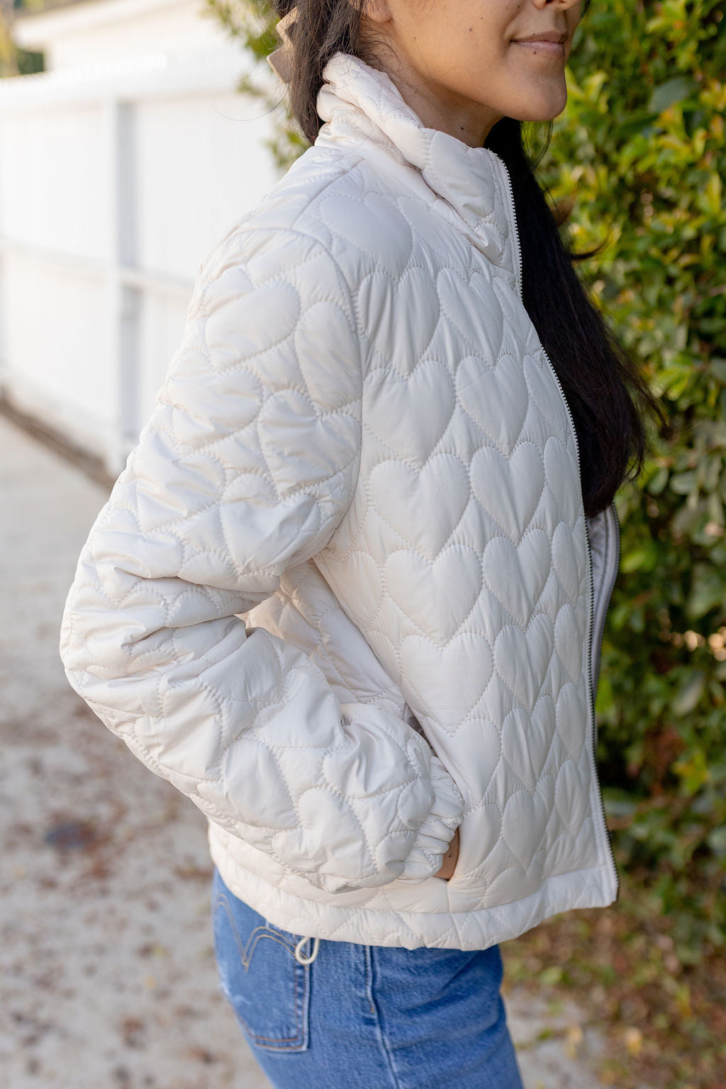 HEARTS PUFFER JACKET-LATTE - Kingfisher Road - Online Boutique