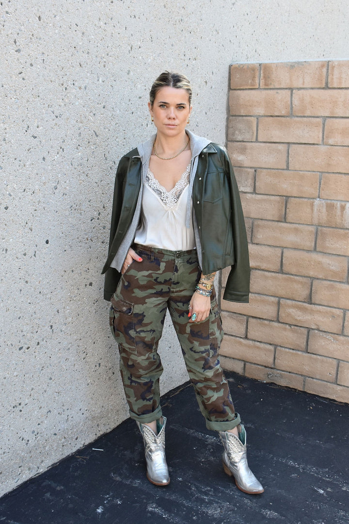 FAUX MOD JACKET W/ DICKEY-MILITARY - Kingfisher Road - Online Boutique