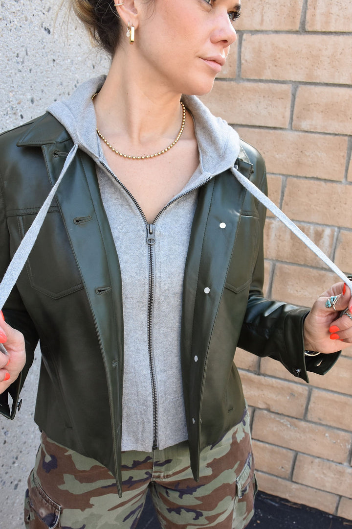 FAUX MOD JACKET W/ DICKEY-MILITARY - Kingfisher Road - Online Boutique