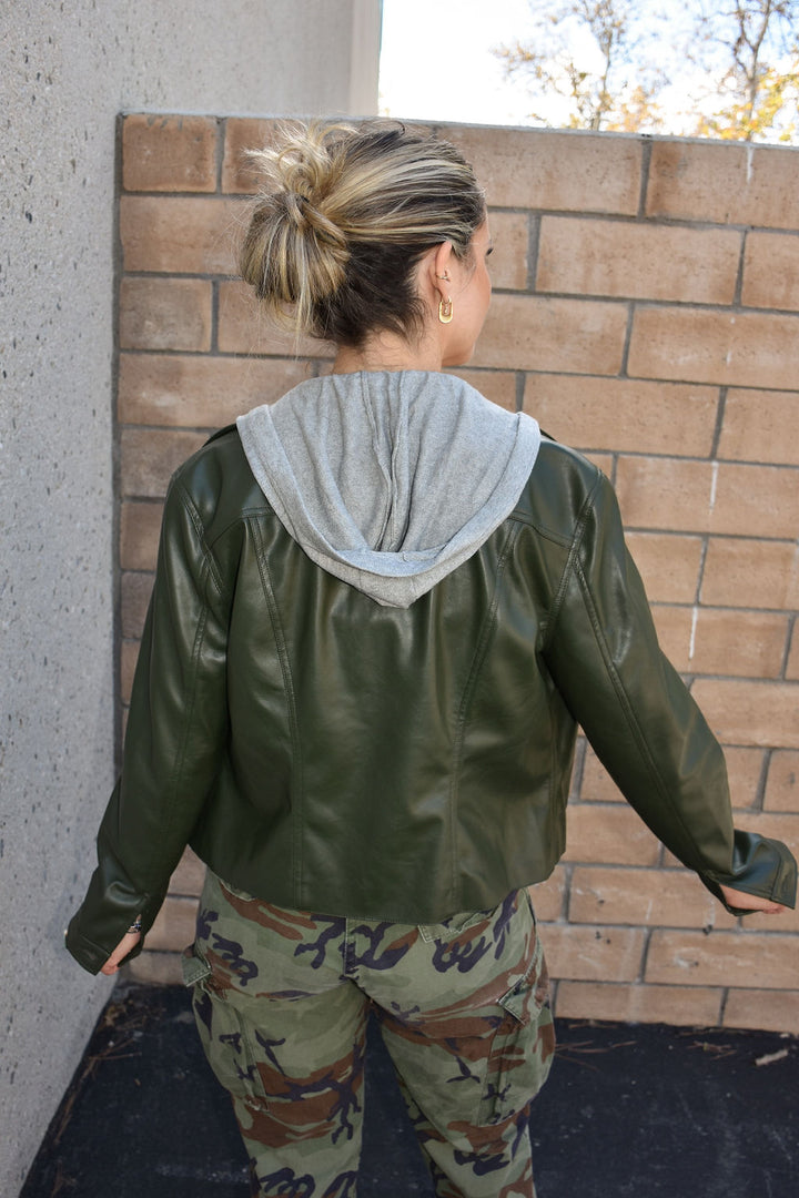 FAUX MOD JACKET W/ DICKEY-MILITARY - Kingfisher Road - Online Boutique