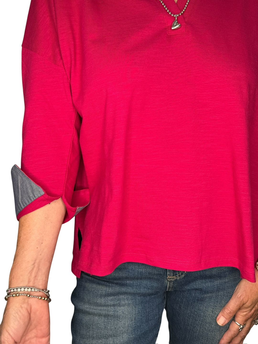AMELIA CUFF TEE-WILDBERRY/CHAMBRAY - Kingfisher Road - Online Boutique