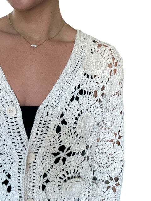 CROCHET CARDI-BEIGE - Kingfisher Road - Online Boutique