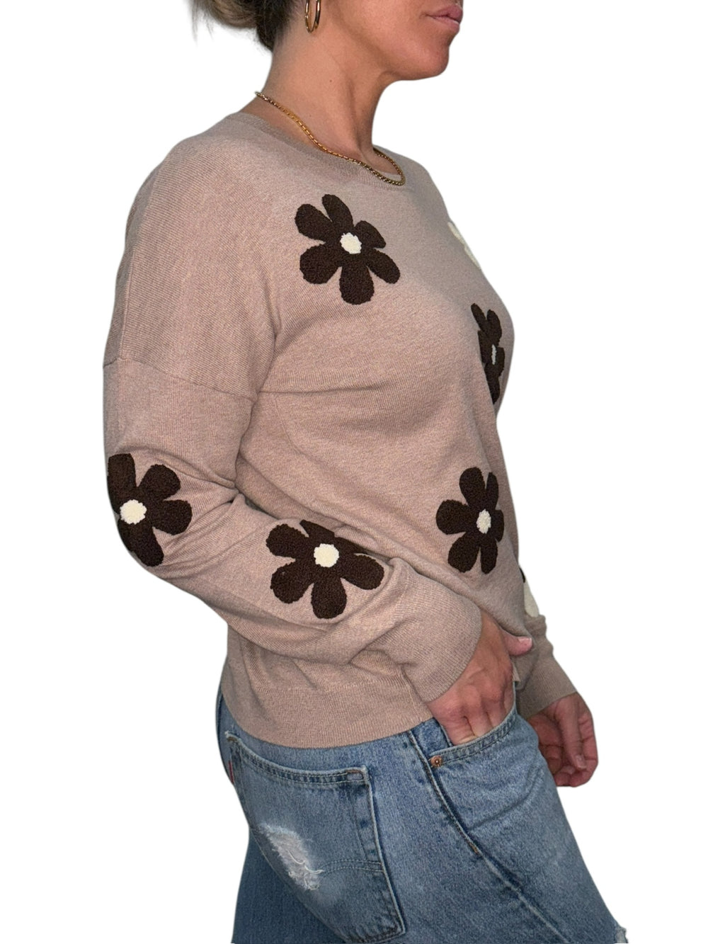FLOWERS CREW NECK SWEATER-MOUSSE - Kingfisher Road - Online Boutique
