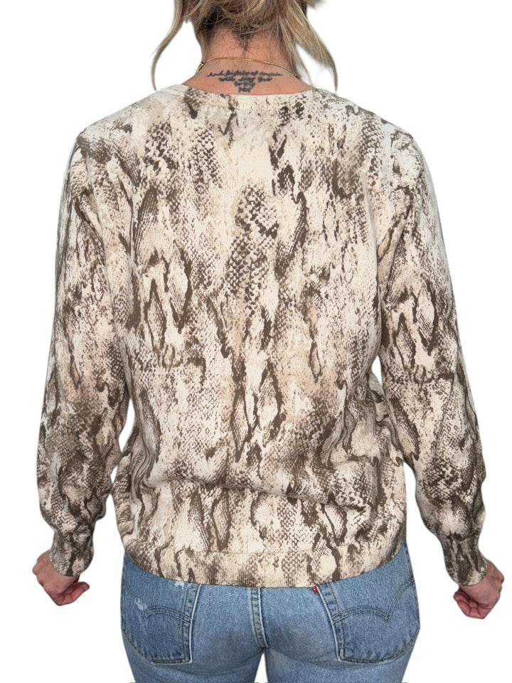 PYTHON CREW NECK SWEATER-BEIGE - Kingfisher Road - Online Boutique