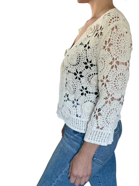 CROCHET CARDI-BEIGE - Kingfisher Road - Online Boutique