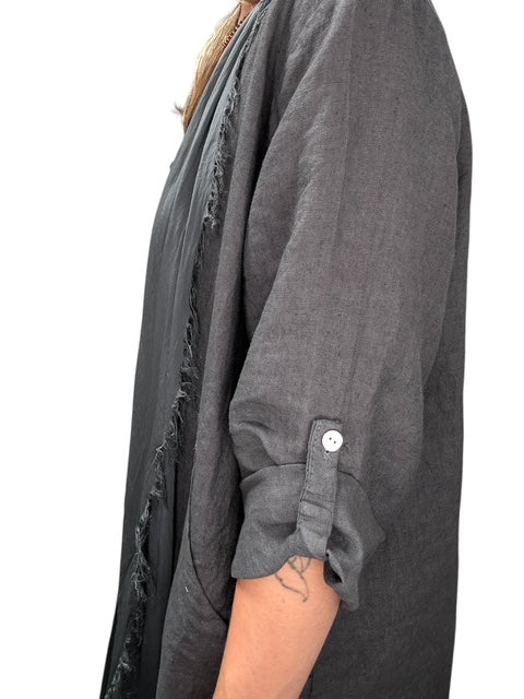 ITALIAN LINEN AND SILK DUSTER-CHARCOAL - Kingfisher Road - Online Boutique