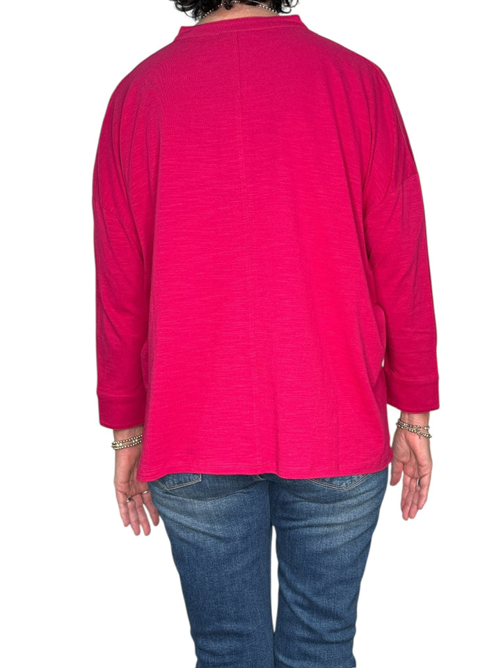 AMELIA CUFF TEE-WILDBERRY/CHAMBRAY - Kingfisher Road - Online Boutique