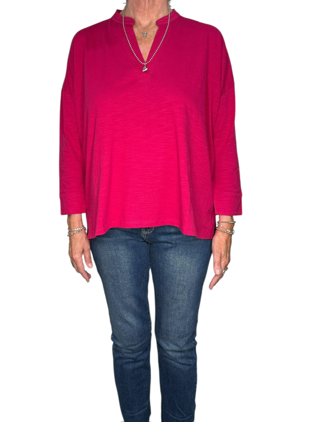 AMELIA CUFF TEE-WILDBERRY/CHAMBRAY - Kingfisher Road - Online Boutique