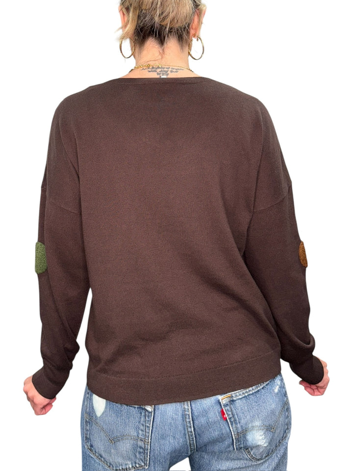 DOTS CREW NECK SWEATER-CHOCOLATE - Kingfisher Road - Online Boutique