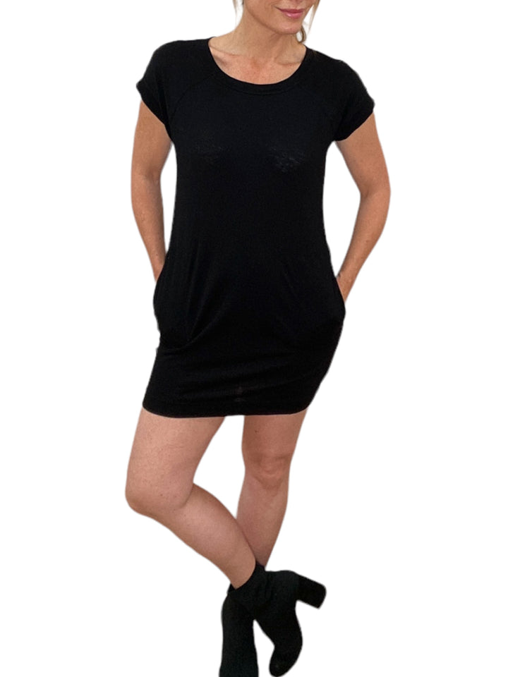 SHORT SLEEVE RAGLAN DRESS-BLACK - Kingfisher Road - Online Boutique