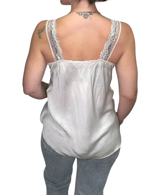 V-NECK VISCOSE LACE TANK-BEIGE - Kingfisher Road - Online Boutique