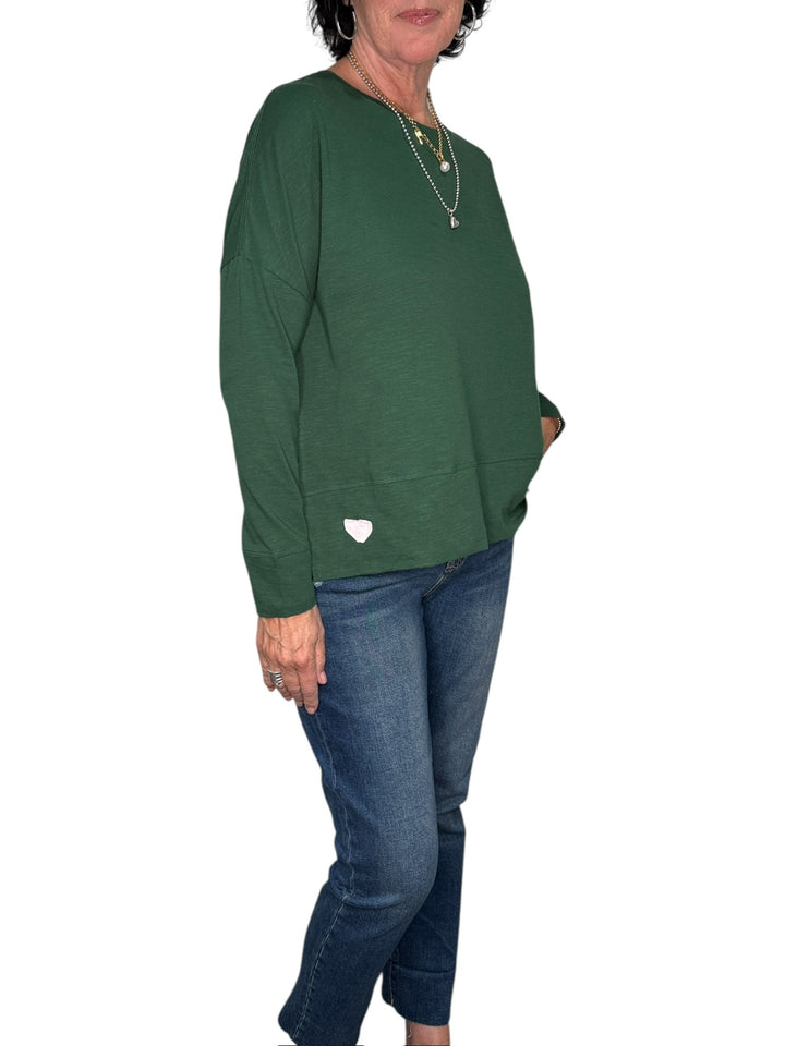 AMOUR APPLIQUE TEE-VINEYARD GREEN - Kingfisher Road - Online Boutique