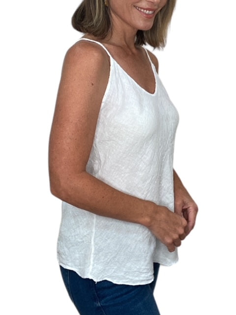 LINEN TANK TOP-WHITE - Kingfisher Road - Online Boutique