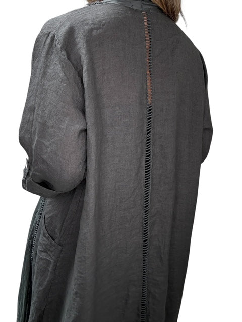 ITALIAN LINEN AND SILK DUSTER-CHARCOAL - Kingfisher Road - Online Boutique