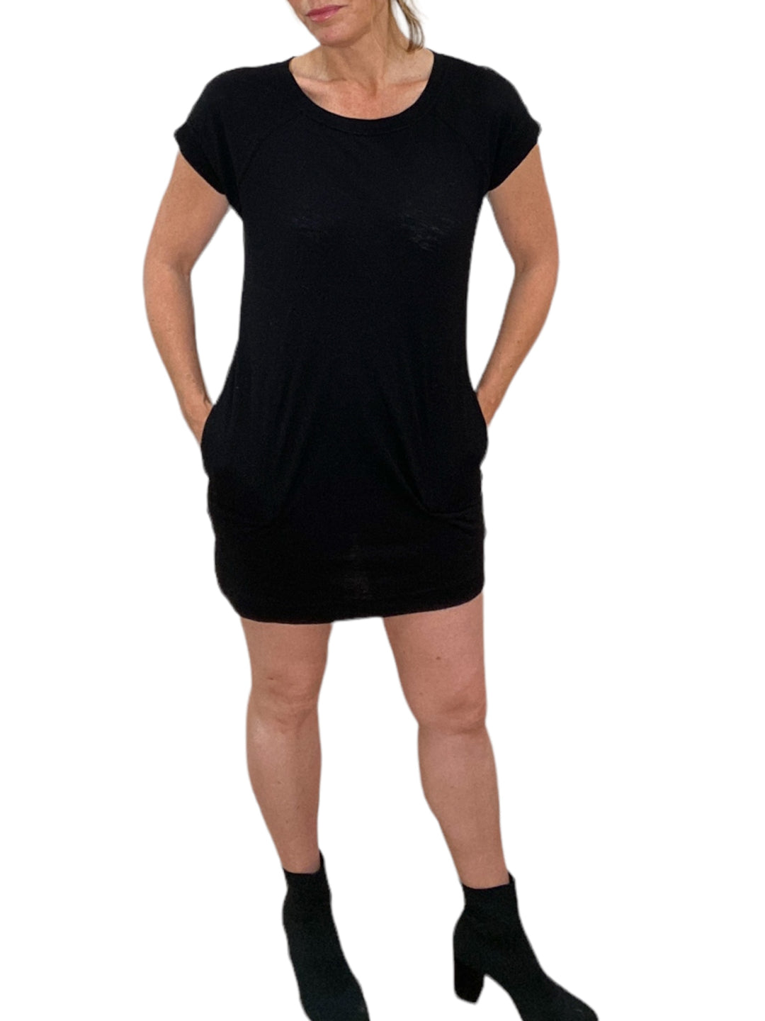 SHORT SLEEVE RAGLAN DRESS-BLACK - Kingfisher Road - Online Boutique