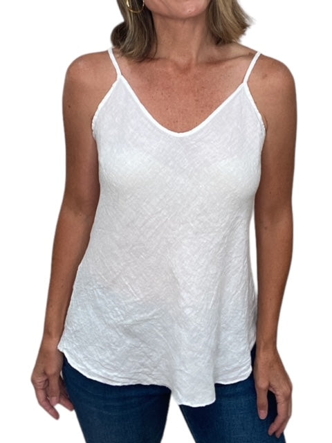 LINEN TANK TOP-WHITE - Kingfisher Road - Online Boutique