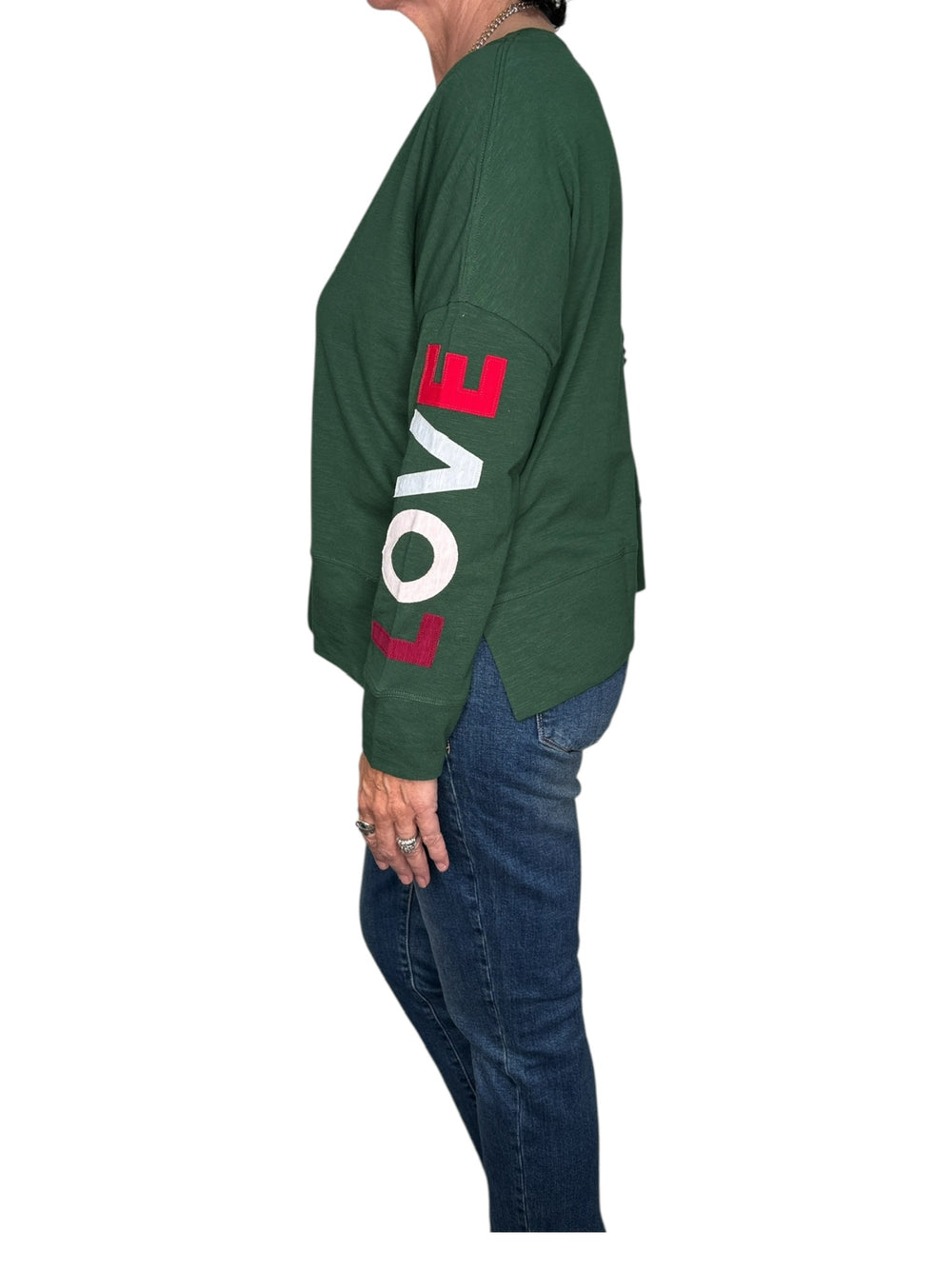 AMOUR APPLIQUE TEE-VINEYARD GREEN - Kingfisher Road - Online Boutique