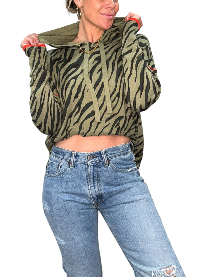 ZEBRA WHIPSTITCH HOODIE-ARMY - Kingfisher Road - Online Boutique