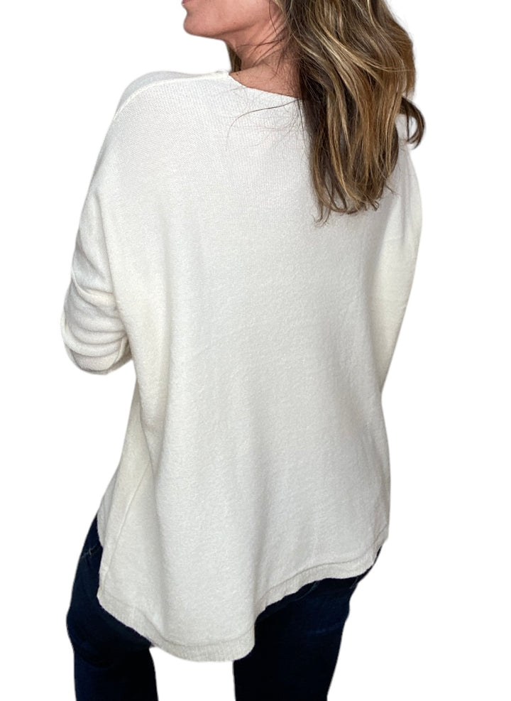 LOUISE POCKET DETAIL SOFT KNIT SWEATER-CREAM - Kingfisher Road - Online Boutique