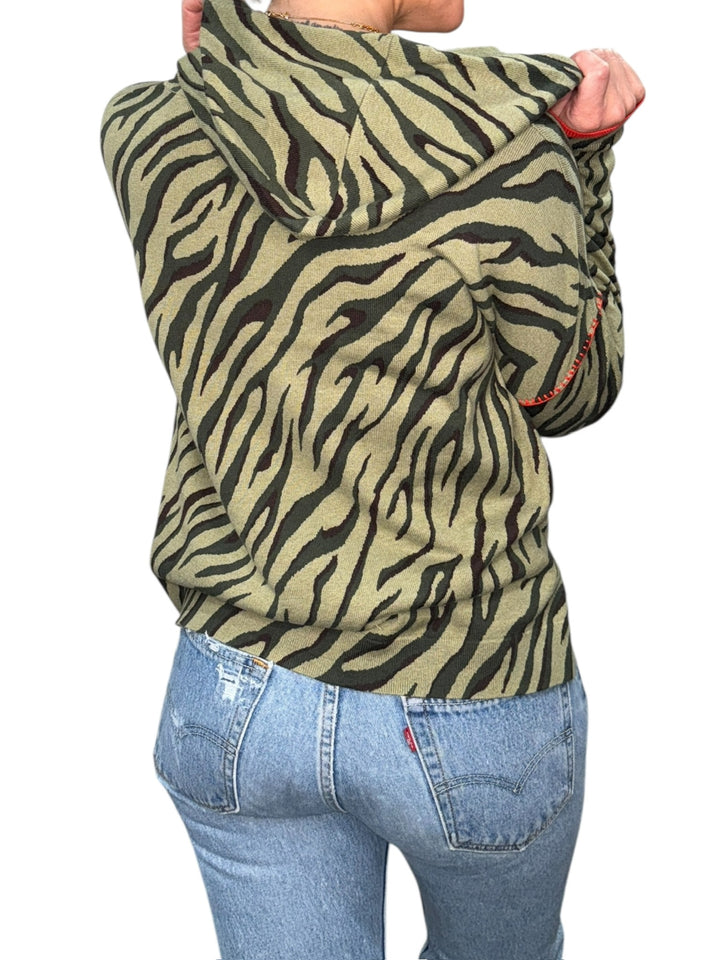 ZEBRA WHIPSTITCH HOODIE-ARMY - Kingfisher Road - Online Boutique