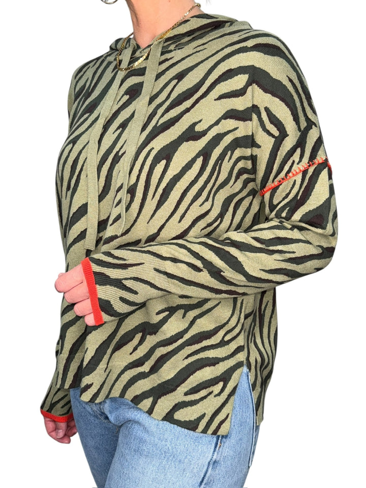 ZEBRA WHIPSTITCH HOODIE-ARMY - Kingfisher Road - Online Boutique