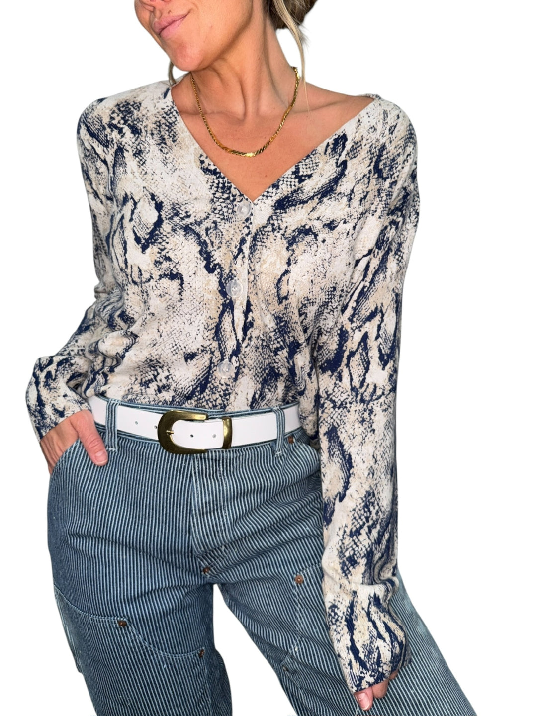 PYTHON CARDI-NAVY - Kingfisher Road - Online Boutique