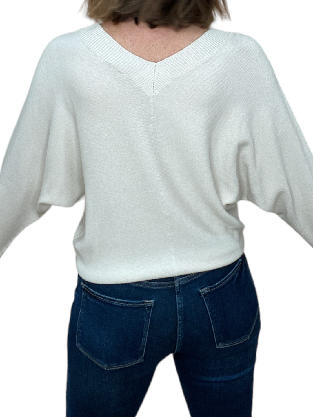 LENNY DOUBLE V NECK BATWING SWEATER-BEIGE - Kingfisher Road - Online Boutique