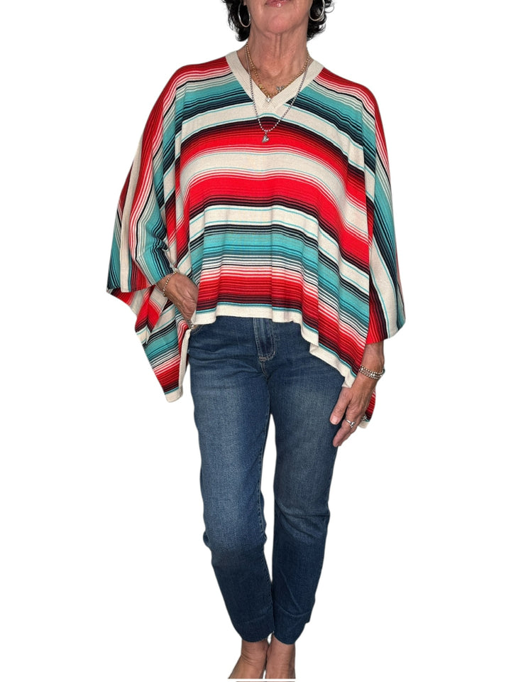 AVALON PONCHO-SAN MIGUEL STRIPE - Kingfisher Road - Online Boutique