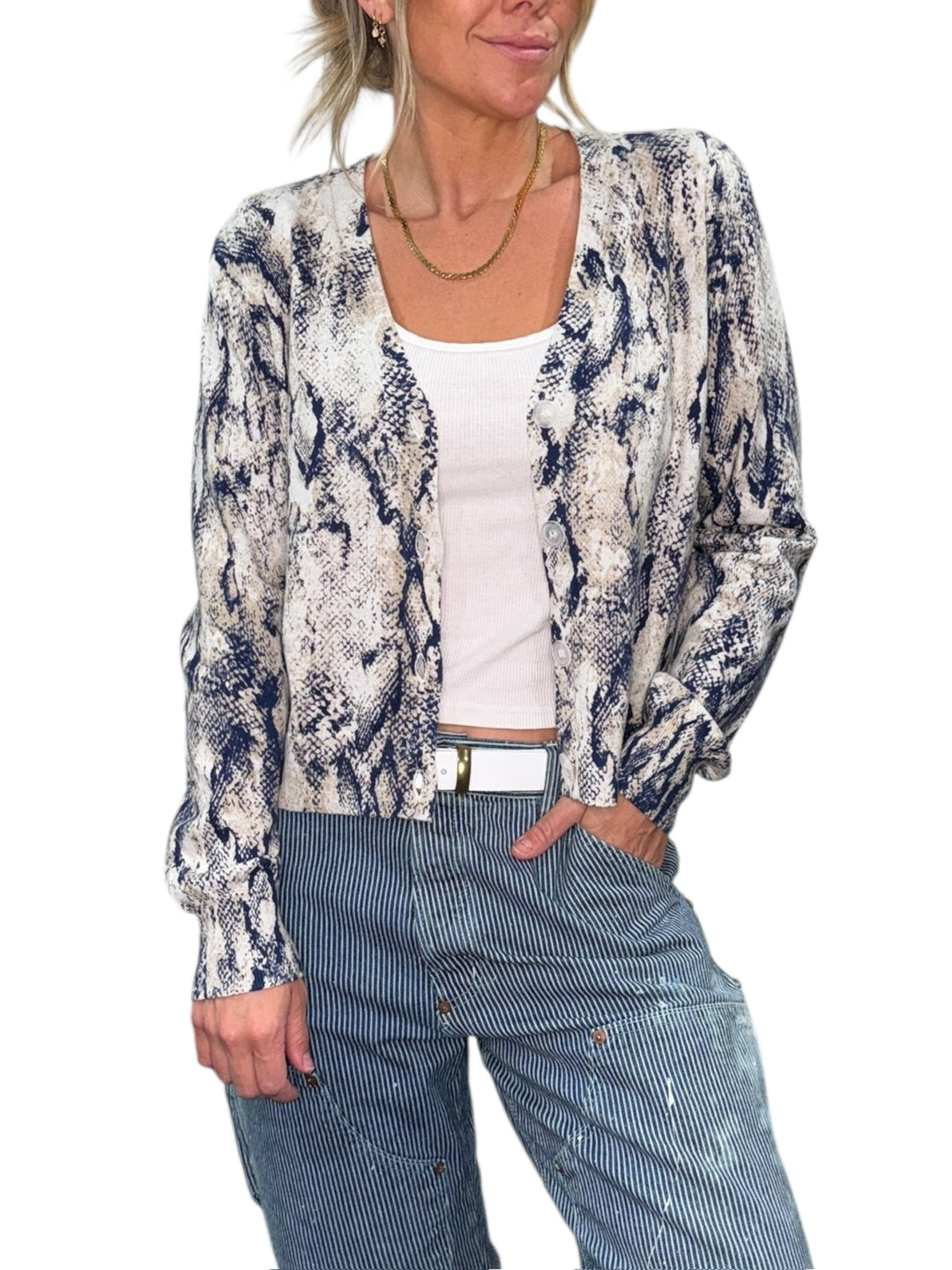 PYTHON CARDI-NAVY - Kingfisher Road - Online Boutique