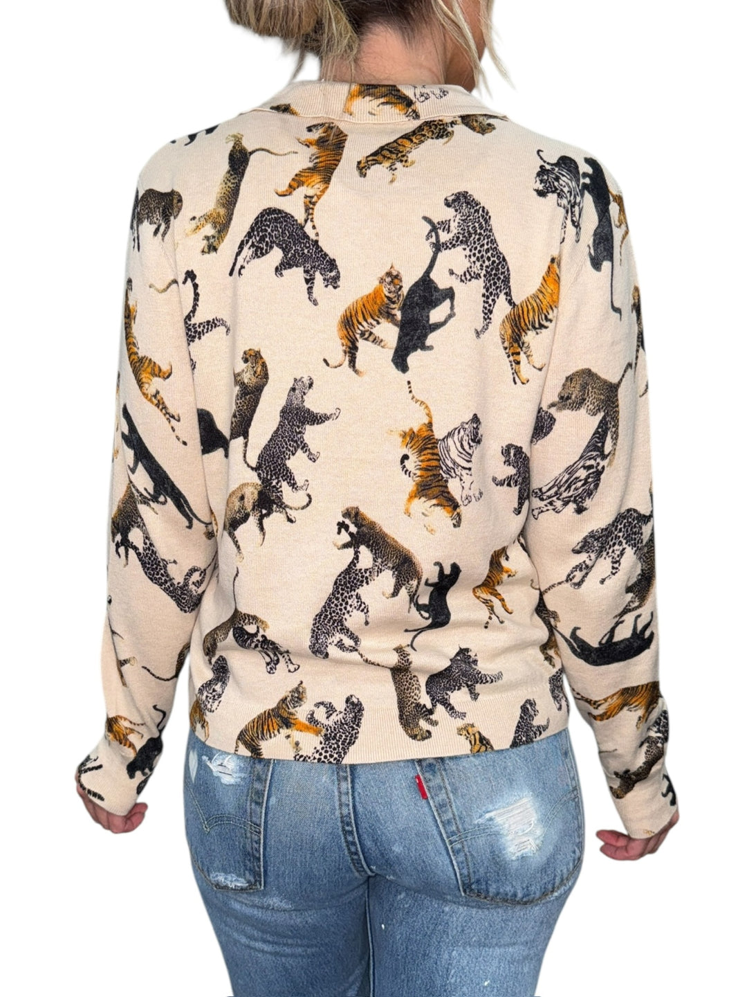 TIGER BUTTON FRONT CARDI-LATTE - Kingfisher Road - Online Boutique