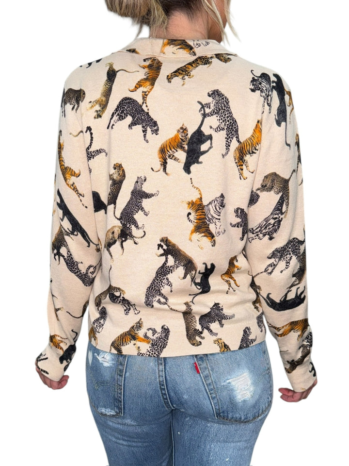 TIGER BUTTON FRONT CARDI-LATTE - Kingfisher Road - Online Boutique
