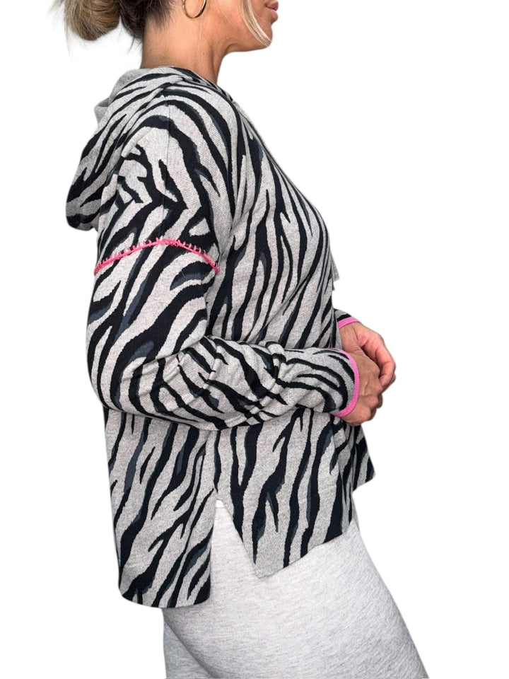 ZEBRA WHIPSTITCH HOODIE-HEATHER - Kingfisher Road - Online Boutique