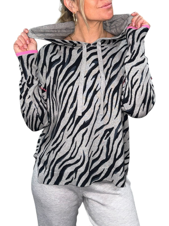 ZEBRA WHIPSTITCH HOODIE-HEATHER - Kingfisher Road - Online Boutique