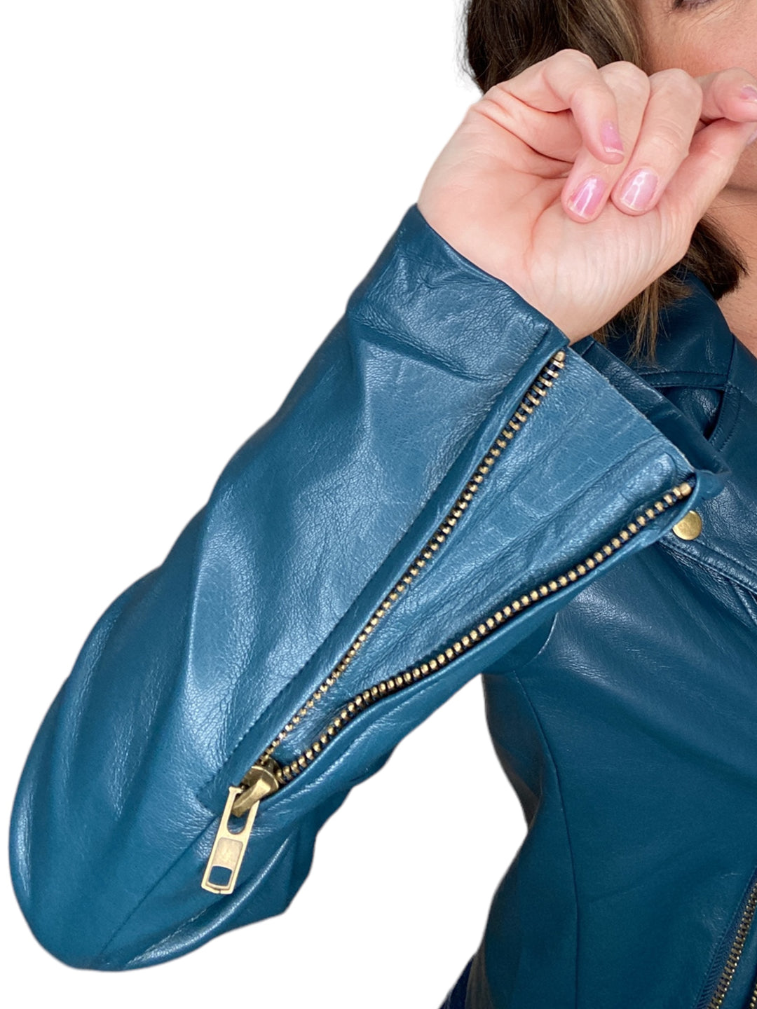 JUNO FAUX LEATHER JACKET-DARK TEAL - Kingfisher Road - Online Boutique