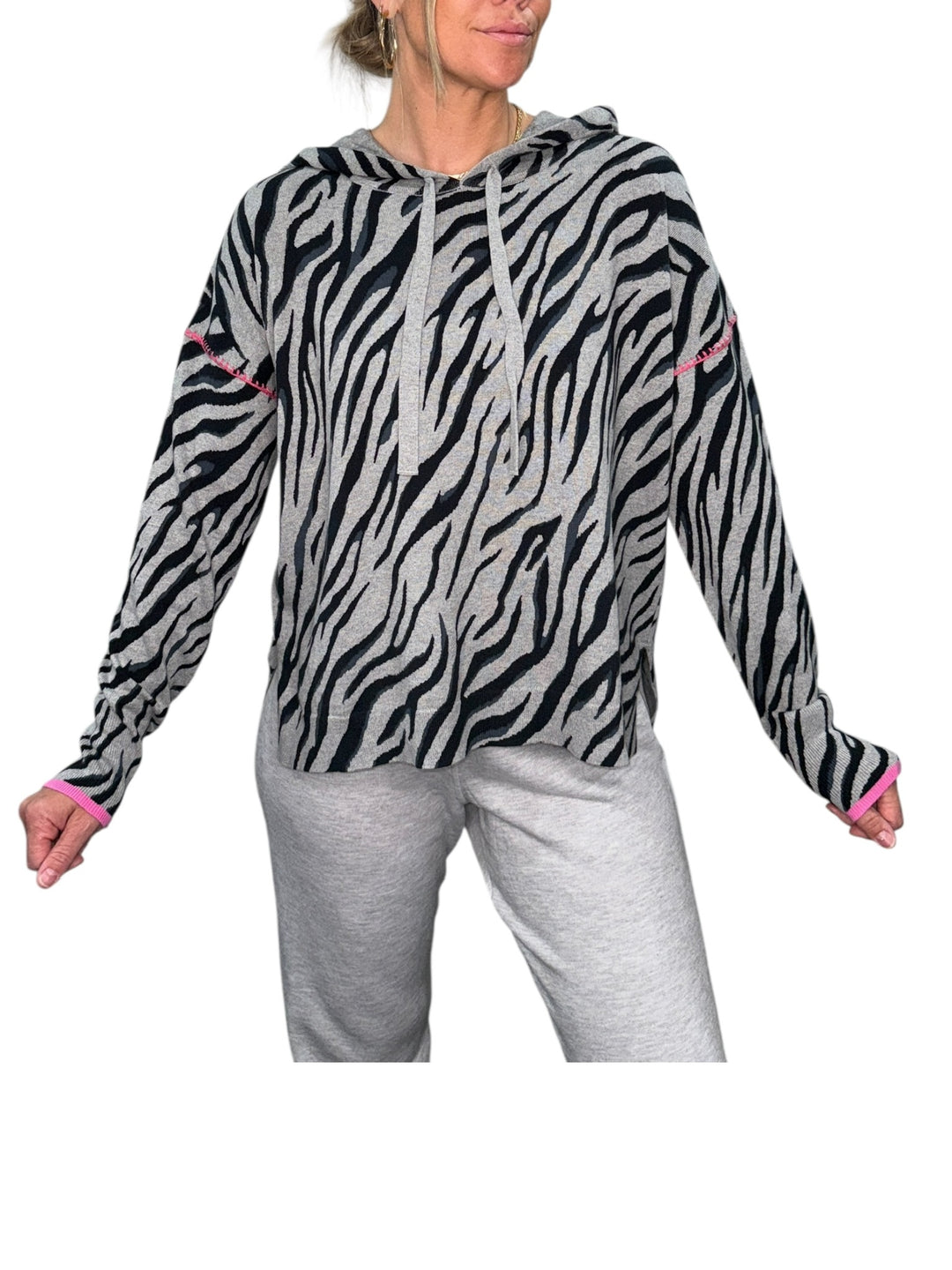 ZEBRA WHIPSTITCH HOODIE-HEATHER - Kingfisher Road - Online Boutique