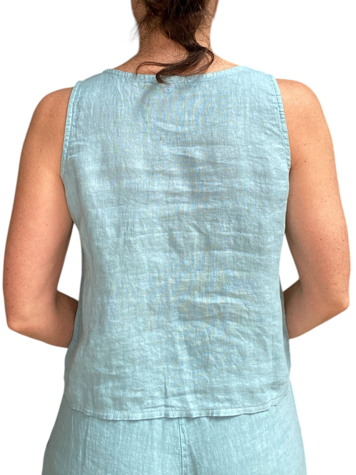 V NECK FRONT ROUCHED CROP TOP-BLUE ZUCCERO - Kingfisher Road - Online Boutique