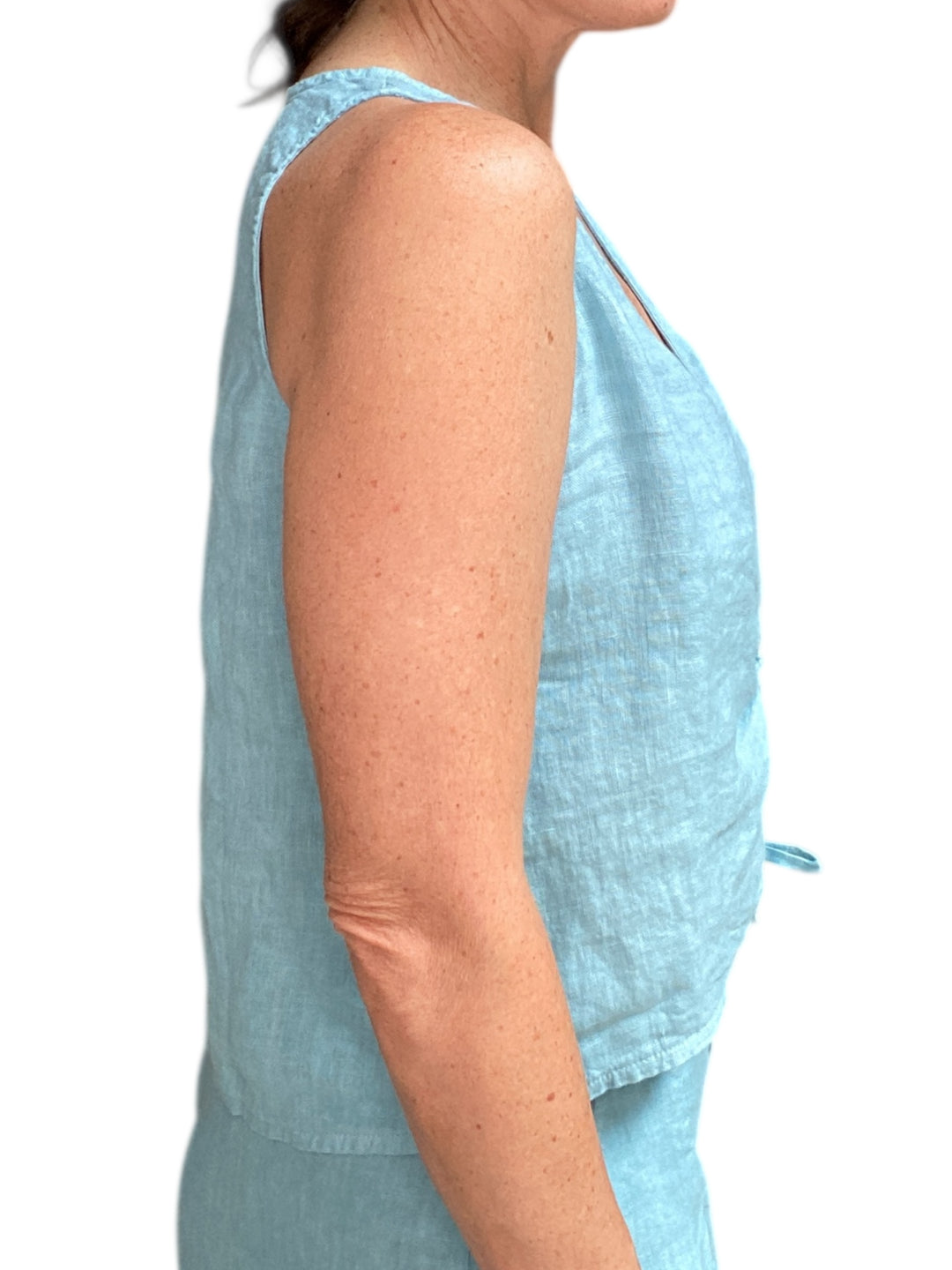 V NECK FRONT ROUCHED CROP TOP-BLUE ZUCCERO - Kingfisher Road - Online Boutique