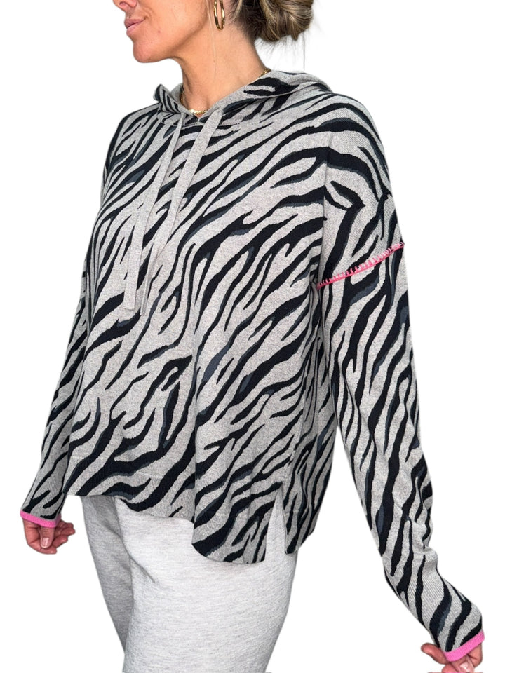 ZEBRA WHIPSTITCH HOODIE-HEATHER - Kingfisher Road - Online Boutique