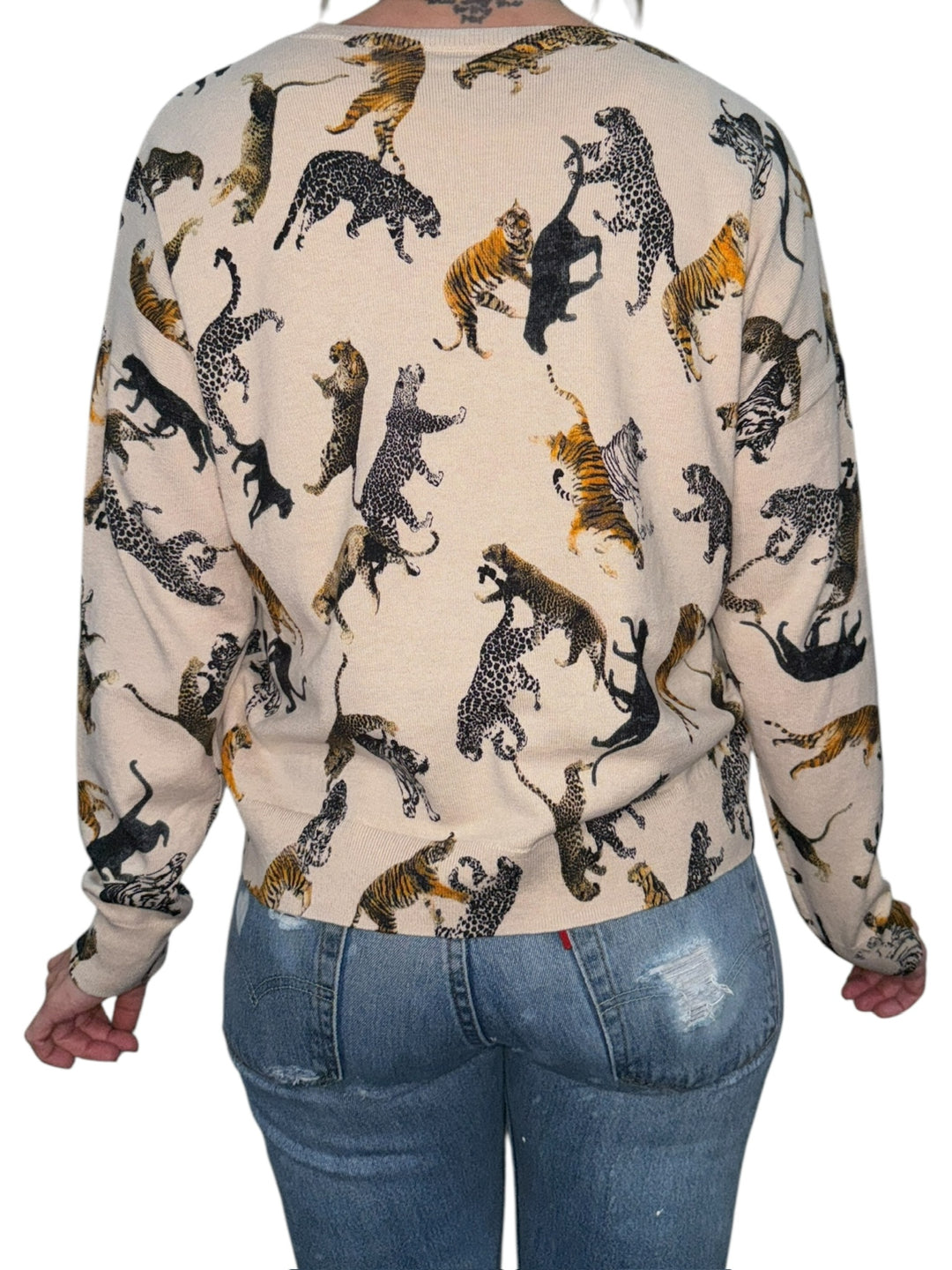 TIGER CREW NECK SWEATER-LATTE - Kingfisher Road - Online Boutique