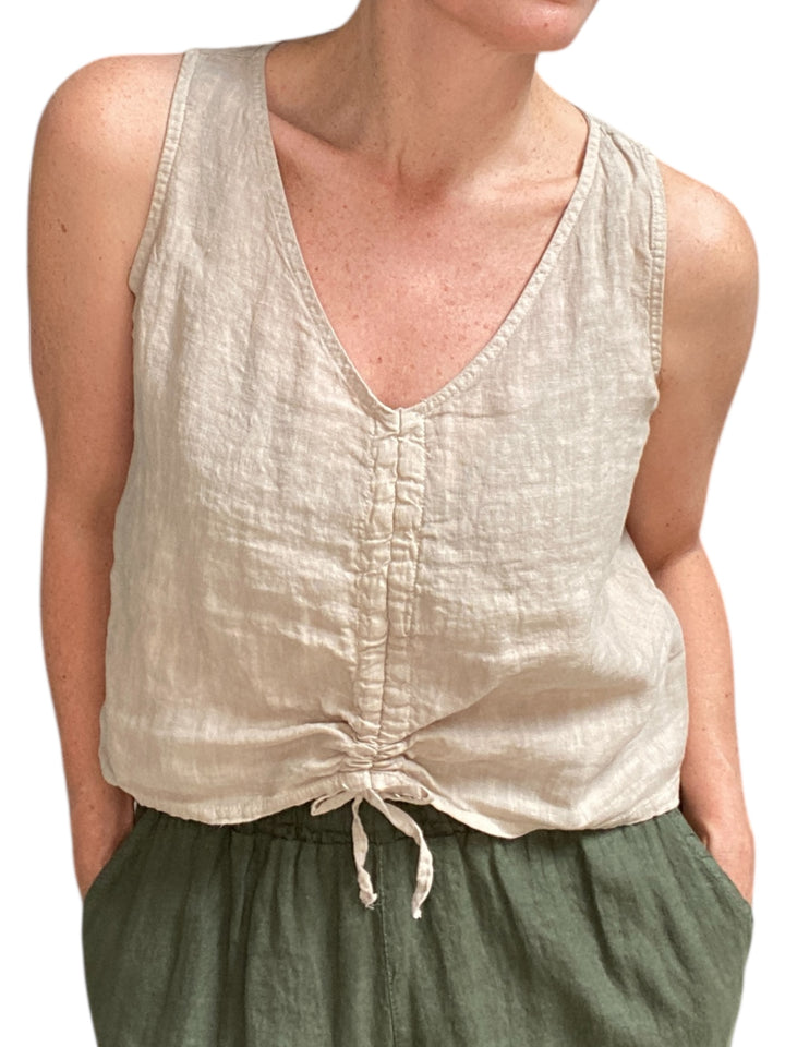 V NECK FRONT ROUCHED CROP TOP-CASHMERE - Kingfisher Road - Online Boutique